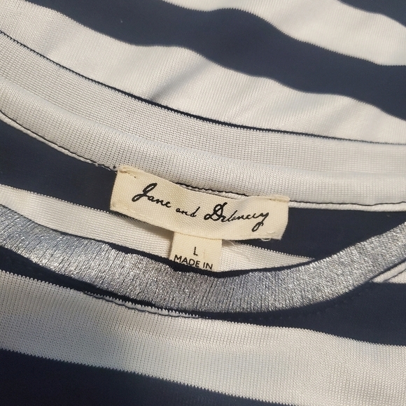 EC Jane & Delancey Striped Knit Tee size Large, soft, casual - Picture 4 of 7